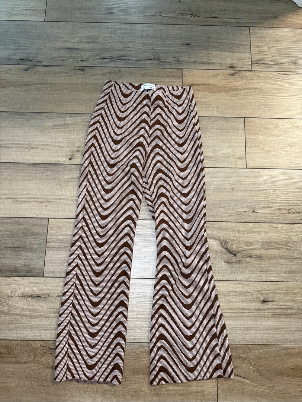 Urban Outfitters S Brown Cream Geo Flare Pants Y2K 70s Retro